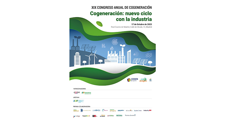 Acogen y Cogen España organizan el XIX Congreso Anual de Cogeneración, el 17 de octubre en Madrid