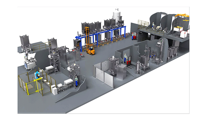 Maqueta a escala de una fábrica con un sistema LEAN de procesamiento de sólidos que se podrá observar en el stand de Codols en Hispack