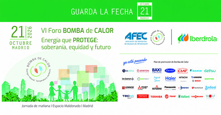 AFEC e Iberdrola convocan el VI Foro de Bomba de Calor 2026