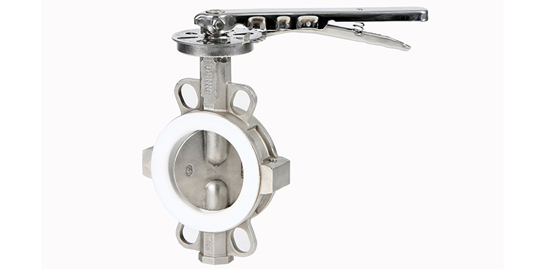 Válvula de mariposa Wafer de acero inoxidable y asiento de PTFE