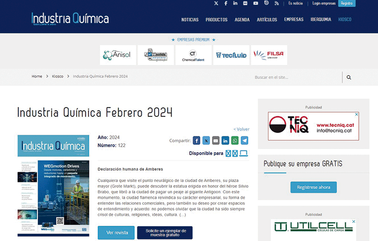 ¡Accede a nuestro kiosko y hazte con la revista digital Industria Química Febrero 2024!