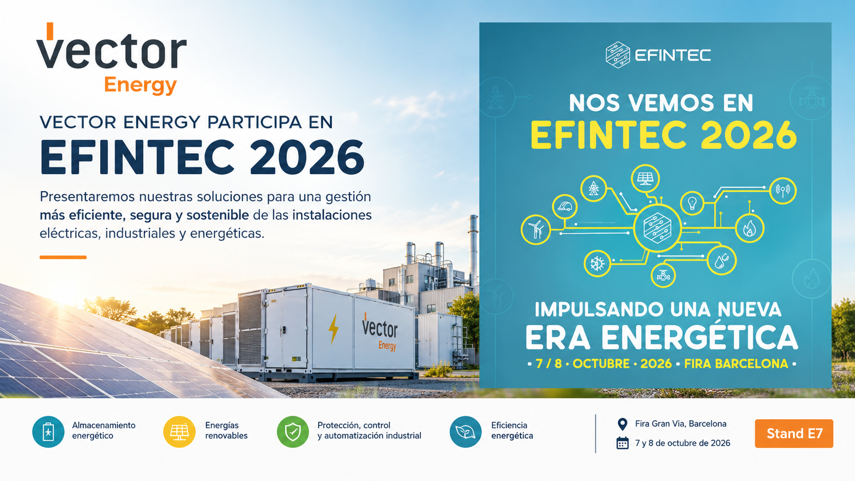 Vector Energy presentará en EFINTEC 2026 sus soluciones para avanzar instalaciones más eficientes, seguras y conectadas