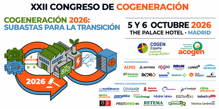El Congreso de Cogeneración amplía plazo de inscripción para disfrutar de la cuota reducida hasta el 15 de septiembre
