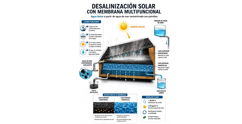 La UNIST desarrolla una membrana solar que elimina el 99,99 % del petróleo del agua