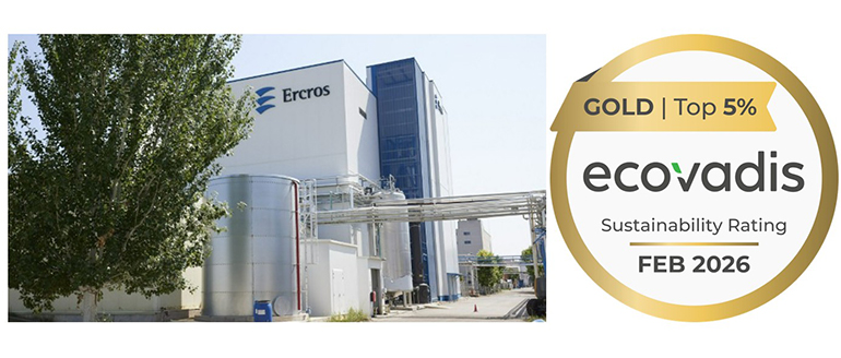 Ercros obtiene 85 puntos en la evaluación EcoVadis y recibe la medalla Gold