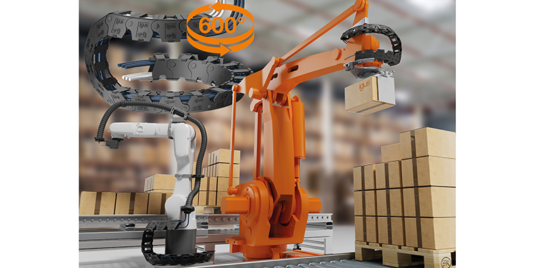 Solución para el suministro de energía en robots con giros de hasta 600º