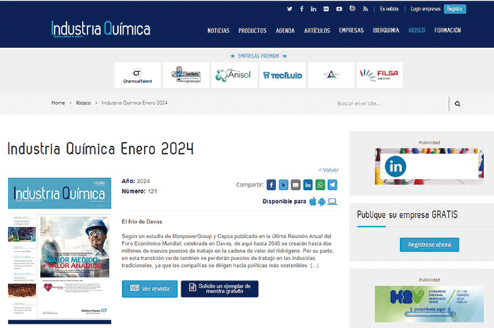 ¡Accede a nuestro kiosko y hazte con la revista digital Industria Química Enero 2024! 