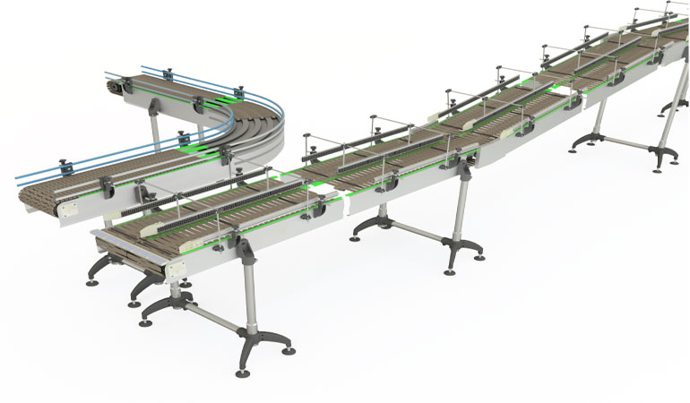 Solución modular compuesta por guías laterales ajustables y elementos de apoyo