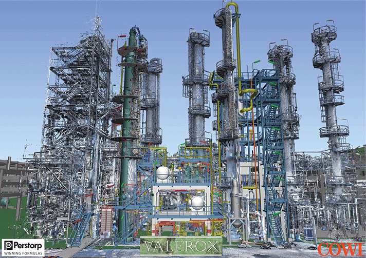 La planta completa escaneada en el entorno PDMS. Imagen por cortesía de Perstorp/COWI