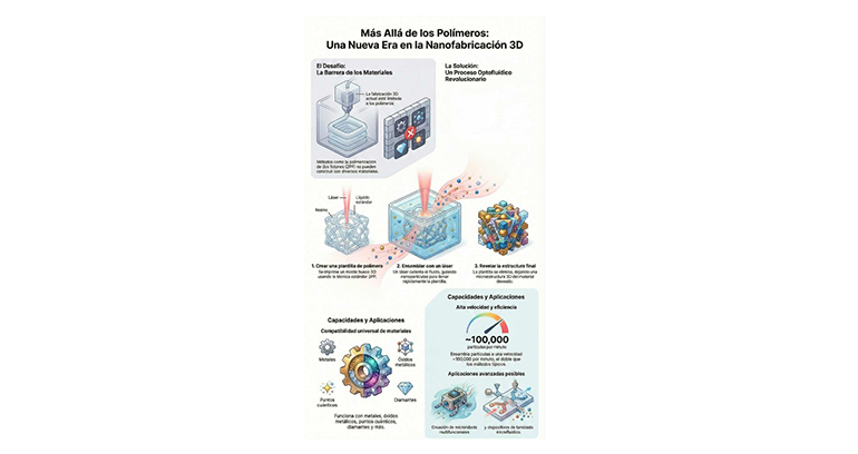 La Universidad de Singapur desarrolla microestructuras 3D de múltiples materiales mediante láser y flujo térmico localizado