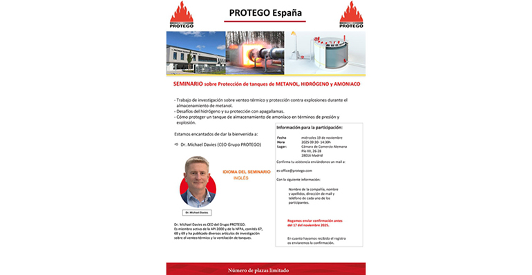 PROTEGO organiza un seminario clave sobre protección de tanques de metanol, hidrógeno y amoniaco