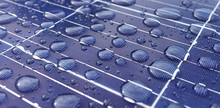 Una lámina delgada del ICMS recubre nanogeneradores que producen electricidad por el impacto de las gotas de lluvia