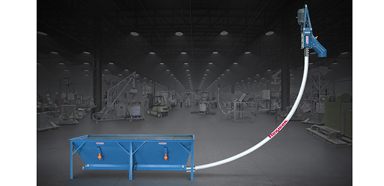 Transportador de tornillo flexible con tolva de flujo dirigido