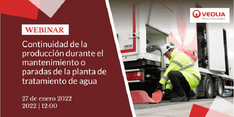 Veolia informa en un webinar el 27 de enero sobre cómo asegurar la producción durante una parada en una planta de tratamiento de agua